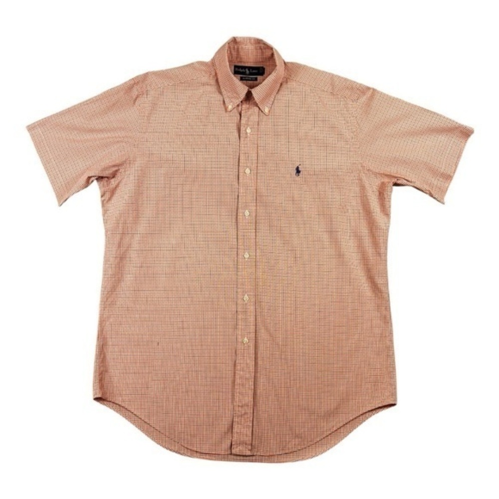 Ralph Lauren Classic‎ Fit Orange & Blue Plaid Short Sleeve Button Down Medium